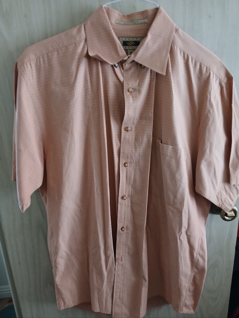 JOSEPH ABBOUD Button Shirt Men's M Classic Fit Cotton Orange White Stripes